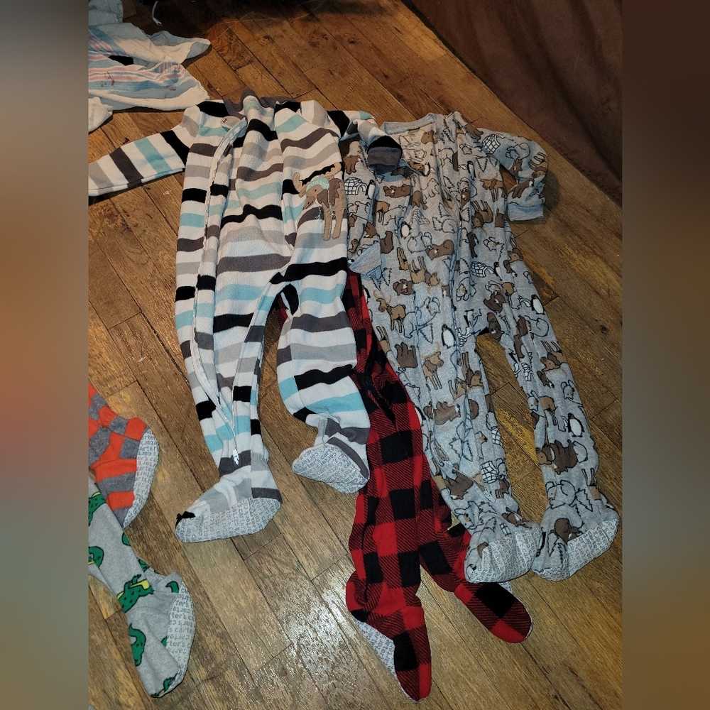 Kids Toddlers One Piece Winter Footie Pajamas Set Bundle Lot